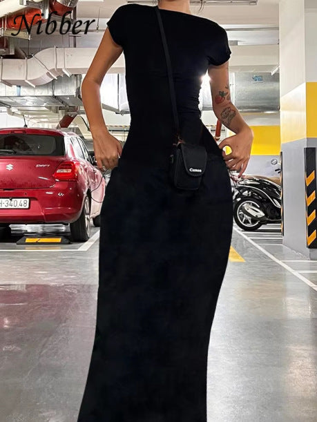 Women’s Stretch Short Sleeve Bodycon Maxi Dress