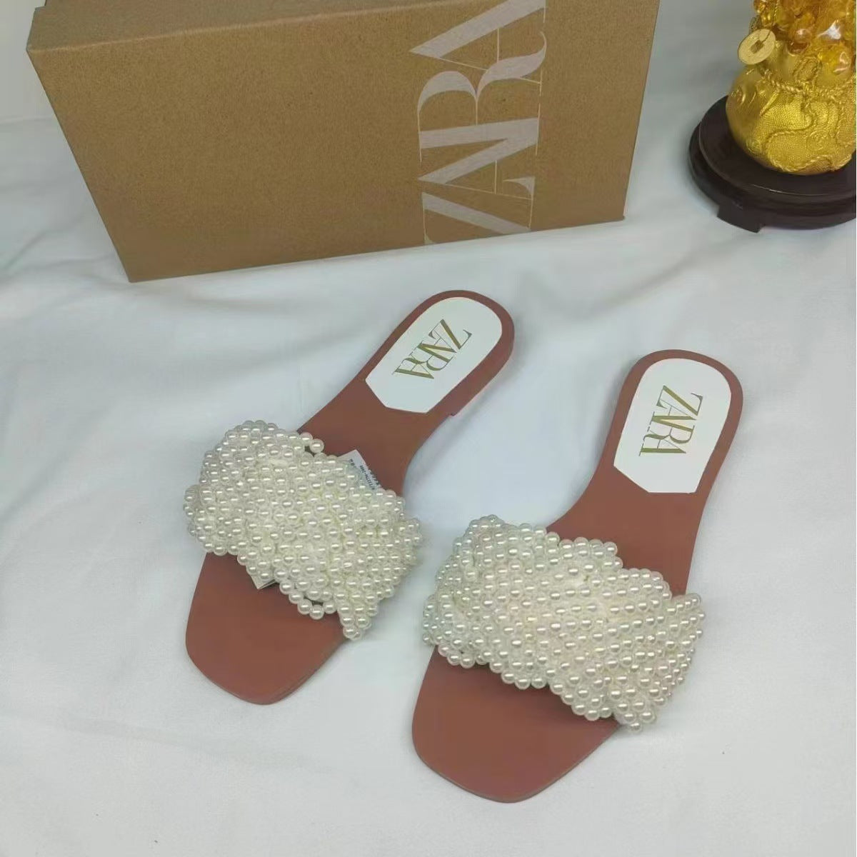 Women’s Pearl Strap Flat Slip-On Shoes