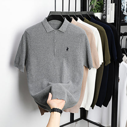 Men’s Ice Silk Embroidered Polo Shirt