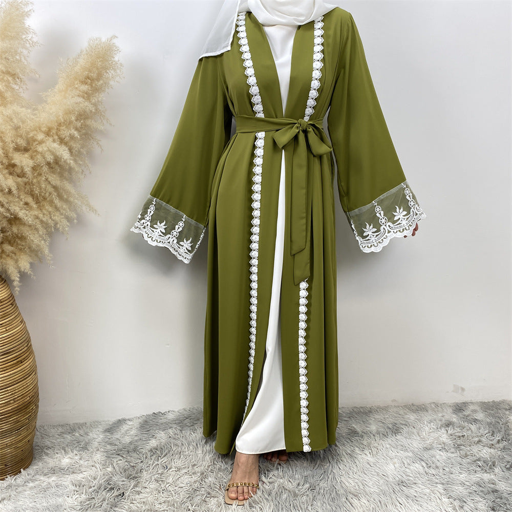Women’s Embroidered Patchwork Abaya Cardigan