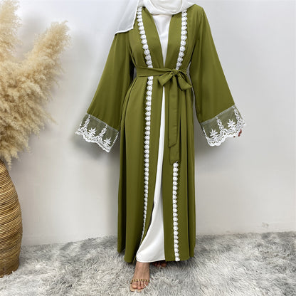 Women’s Embroidered Patchwork Abaya Cardigan