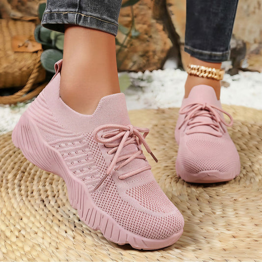Women’s Plus Size Breathable Flyknit Casual Sneakers