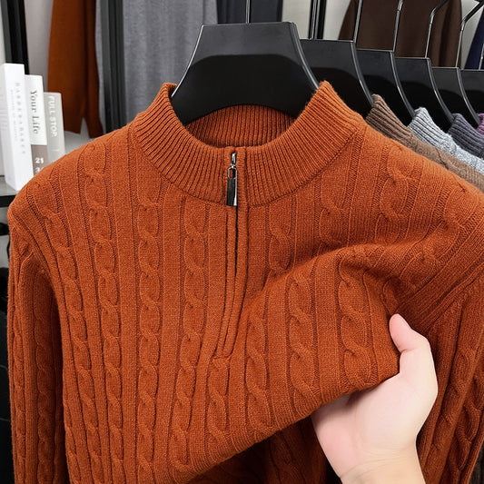 Men’s Wool Blend Jacquard Half-Zip Sweater