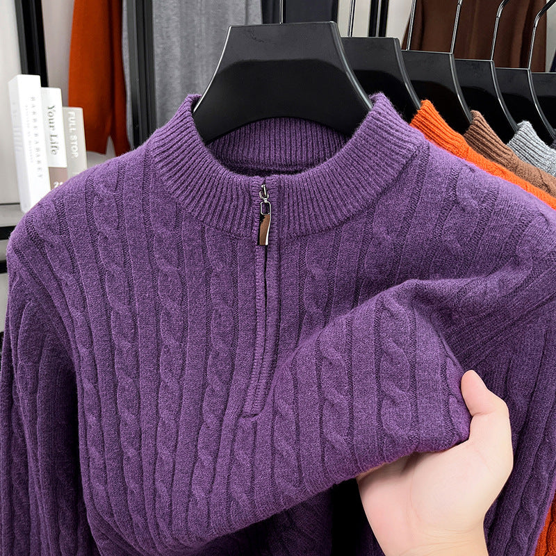Men’s Wool Blend Jacquard Half-Zip Sweater