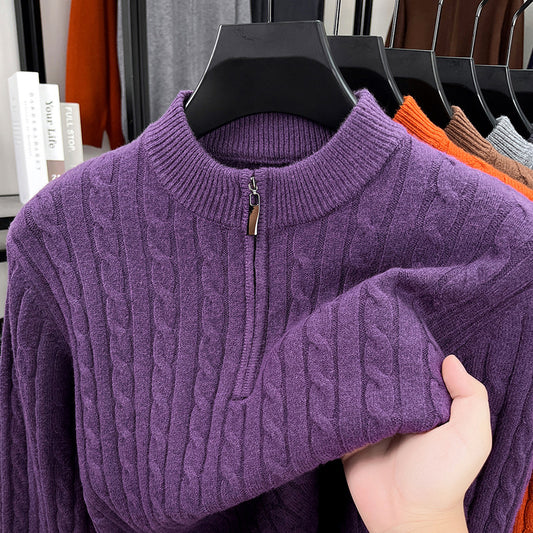 Men’s Wool Blend Jacquard Half-Zip Sweater