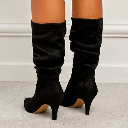 Women’s Apricot Pointed-Toe Suede Ankle Boots