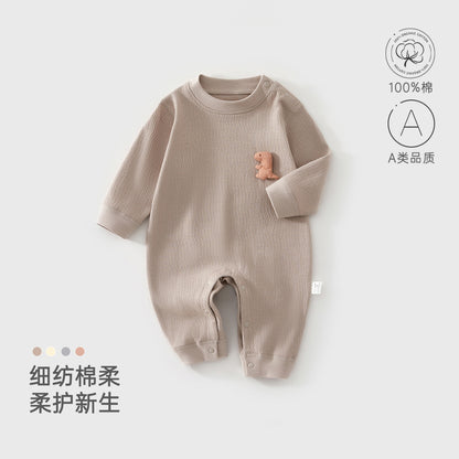 Newborn Cotton Long Sleeve Button Romper