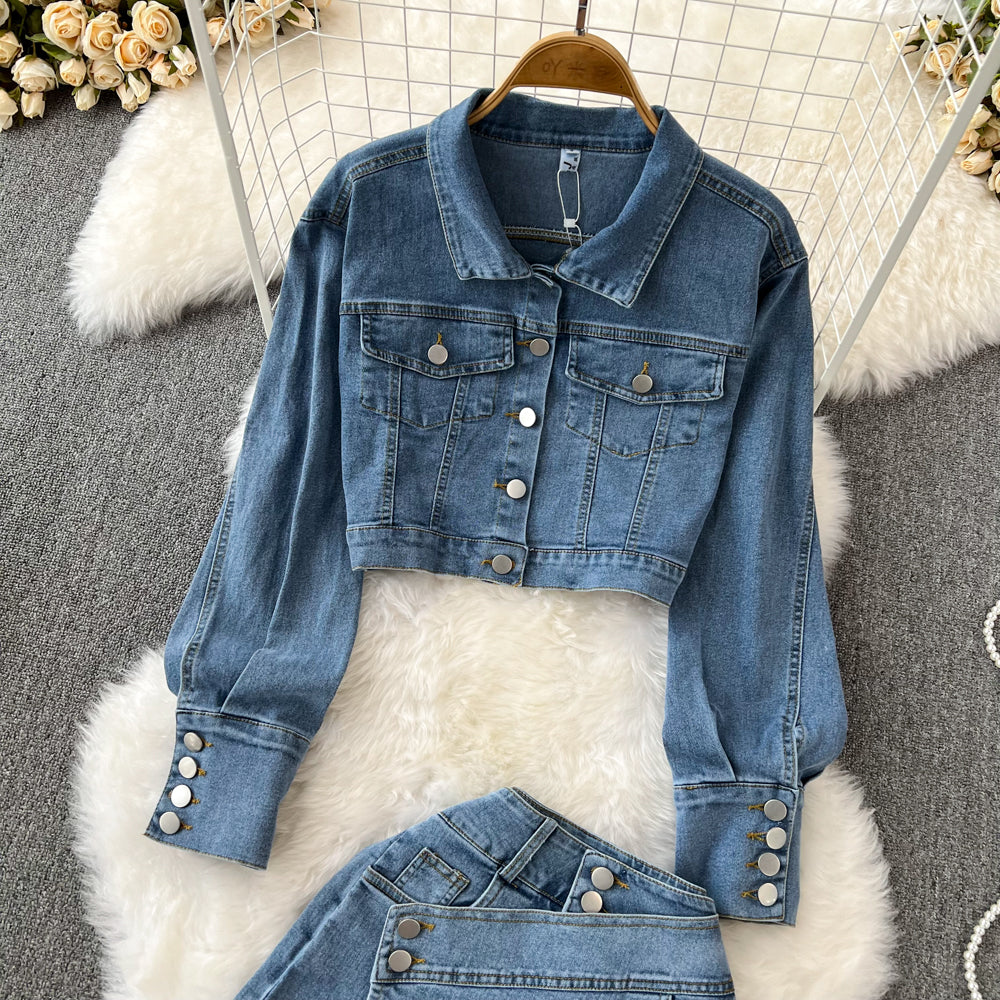 Women’s Denim Jacket & Skort Two-Piece Set