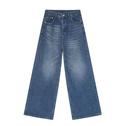 Men’s Washed Loose Straight Wide-Leg Jeans