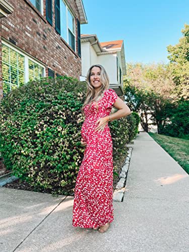 Women’s Floral Chiffon Maternity & Nursing Maxi Dress