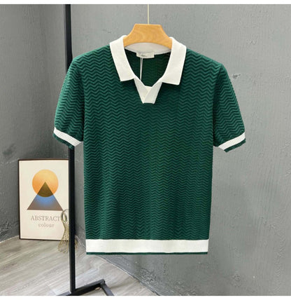 Men’s Contrast Collar Knitted Polo Shirt