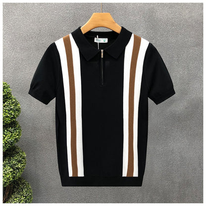 Men’s Contrast Collar Knitted Polo Shirt