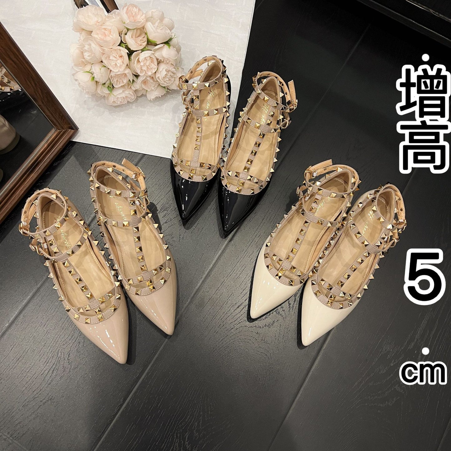 Women’s Pointed-Toe Patent Leather Flat Shoes