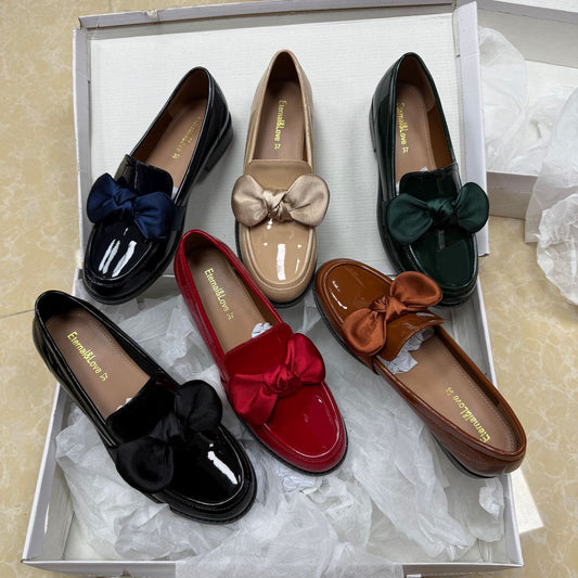 Women’s British Bow Leather Loafers