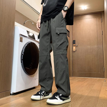 Youth Ice Silk Straight-Leg Cargo Pants