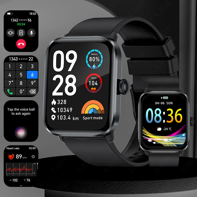 Men’s Multifunctional Square Smartwatch with Bluetooth