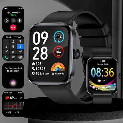 Men’s Multifunctional Square Smartwatch with Bluetooth