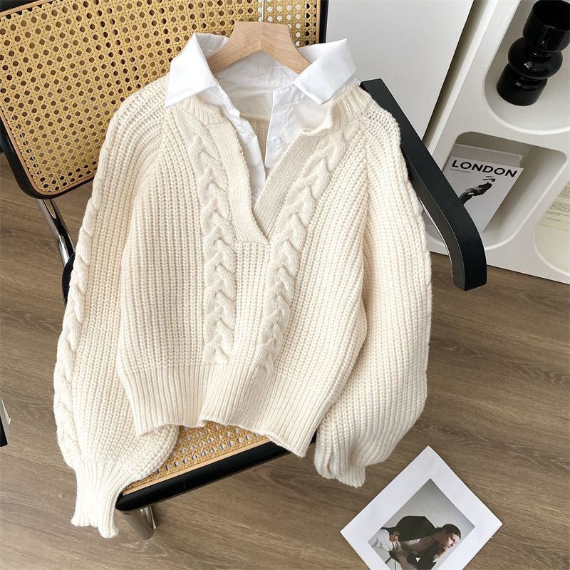 Women’s Two-Piece Style Cable Knit Sweater