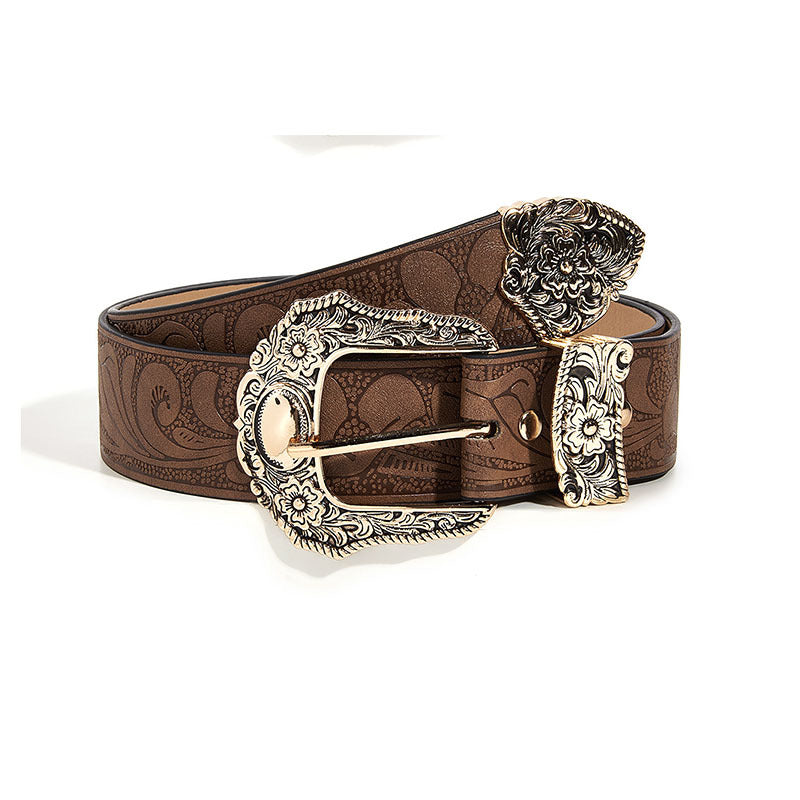 Vintage Printed Buckle Waist Belt