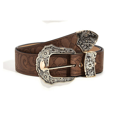 Vintage Printed Buckle Waist Belt