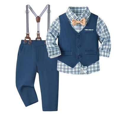 Boys’ Spring & Autumn Shirt Vest Pants Set