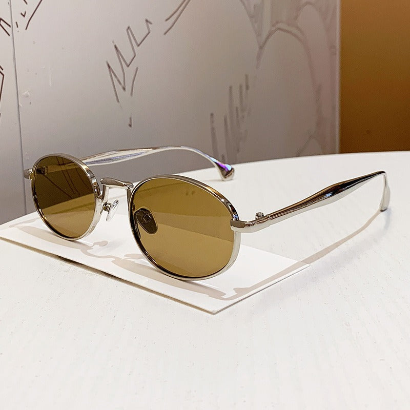 Oval Metal Frame Fashion Sunglasses