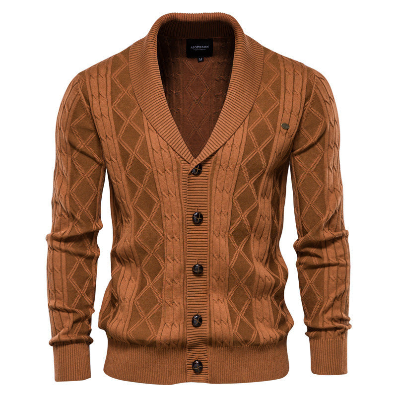 Men’s Casual Color-Block Knit Sweater Jacket