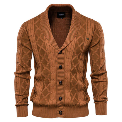 Men’s Casual Color-Block Knit Sweater Jacket