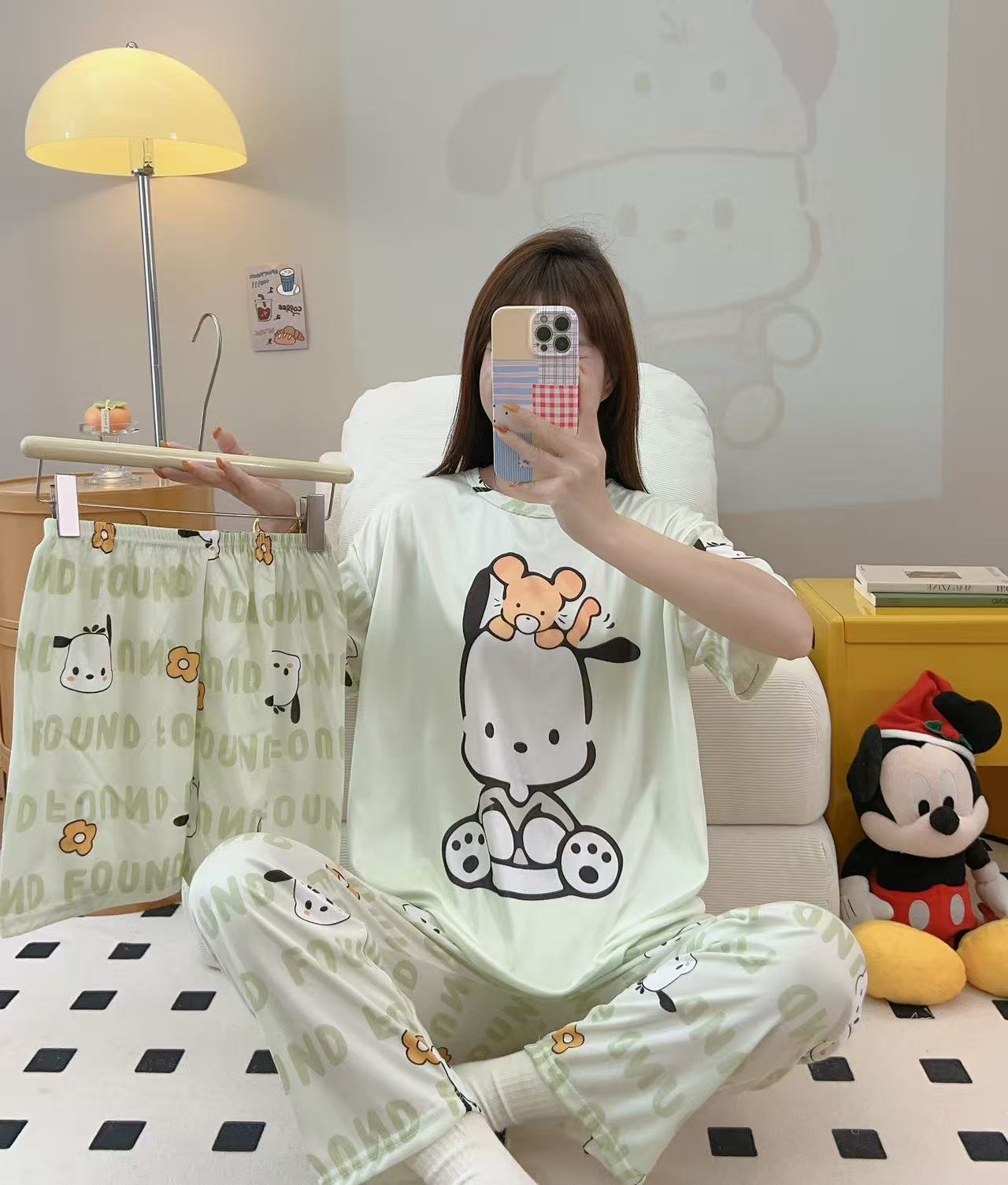 Women’s Double-Sided Milk Silk Cartoon Pajama Set (3-Piece)