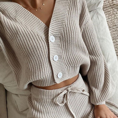 Women’s Cardigan Knitwear & Pants Two-Piece Set
