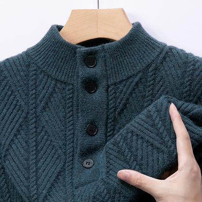 Men’s Jacquard Stand Collar Knit Sweater