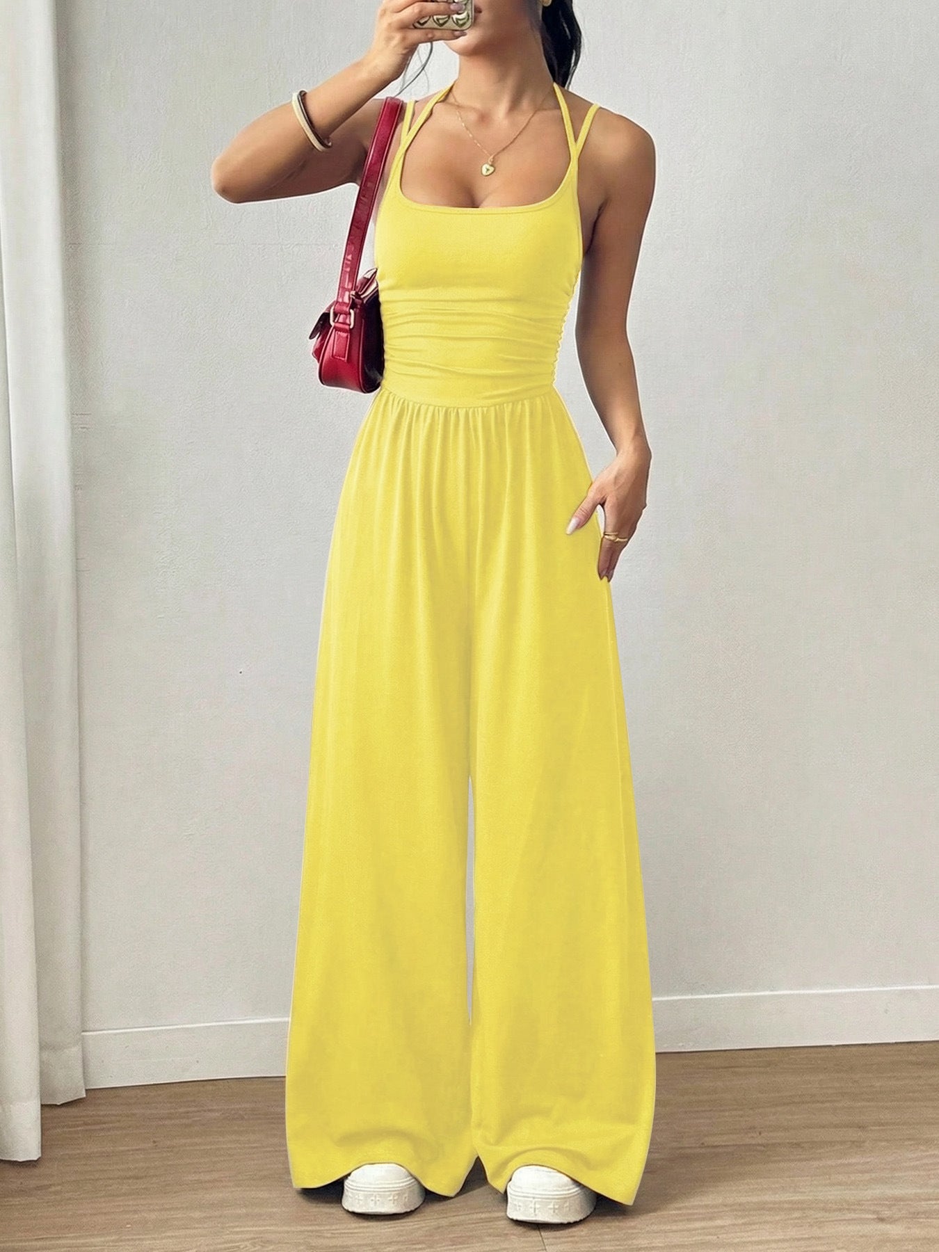 Women’s Strapless Wide-Leg Jumpsuit