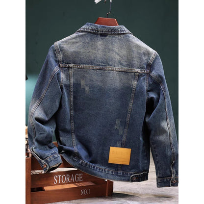 Men’s American Style Washed Denim Cargo Jacket