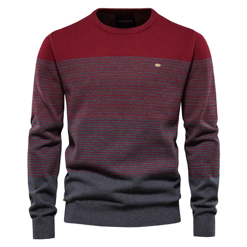 Men’s Casual Color-Block Knit Sweater Jacket