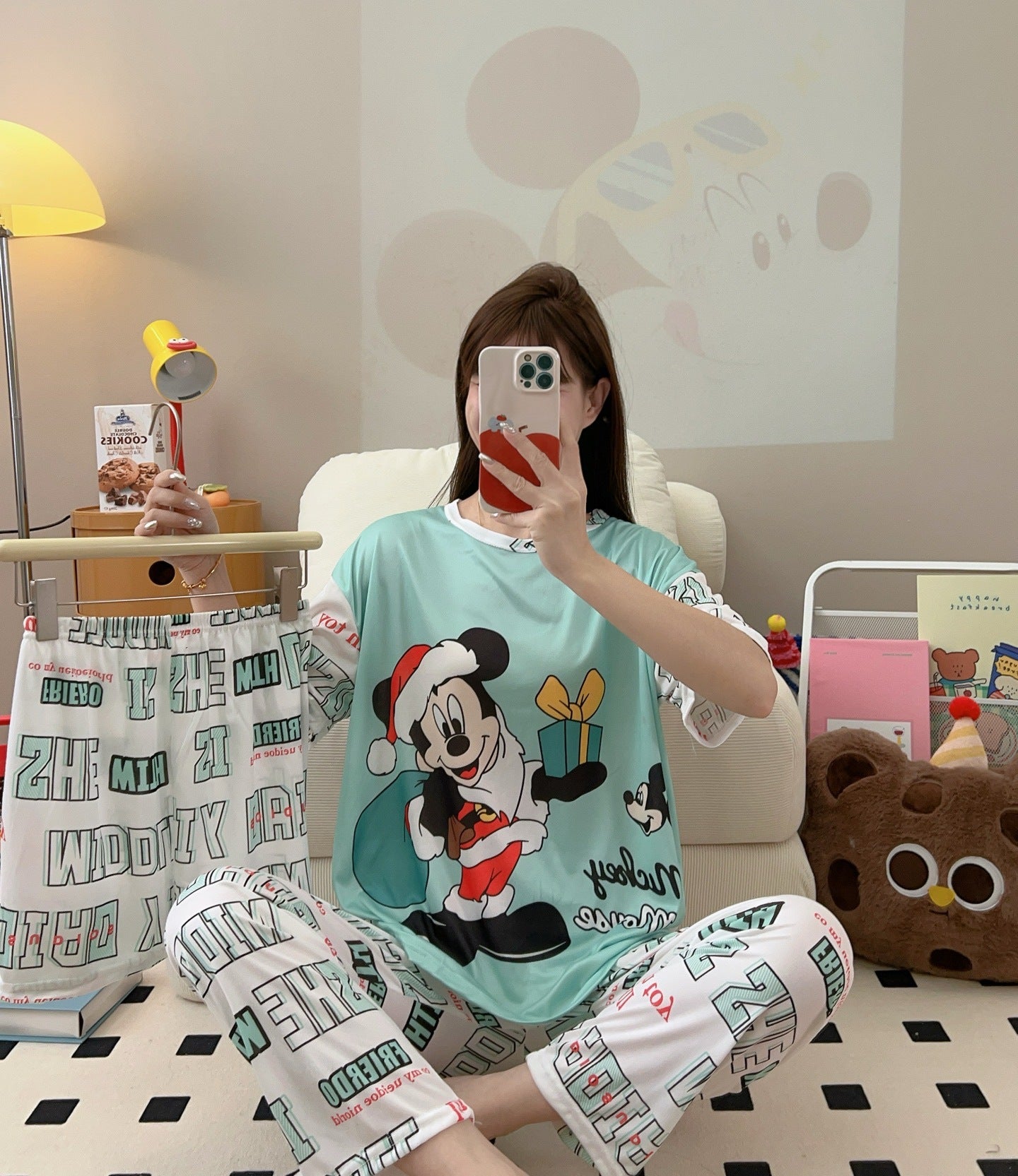 Women’s Double-Sided Milk Silk Cartoon Pajama Set (3-Piece)