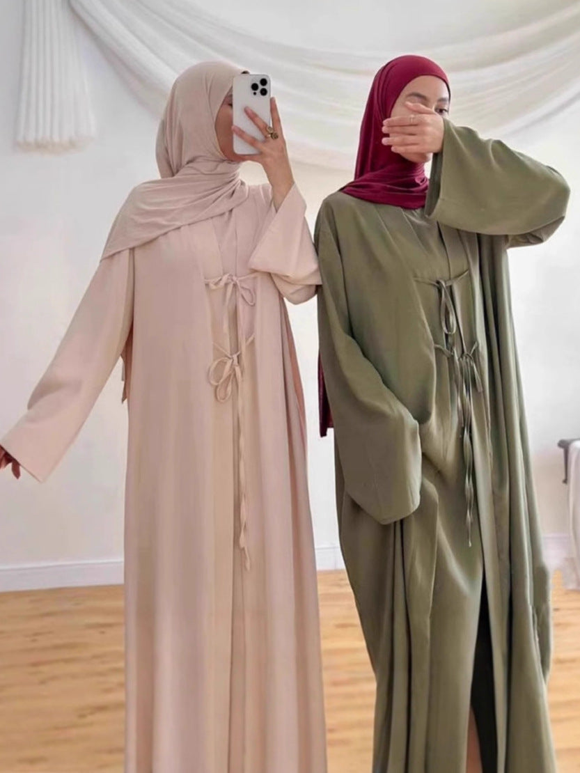 Women’s Satin Lace-Up Cardigan & Dress Set