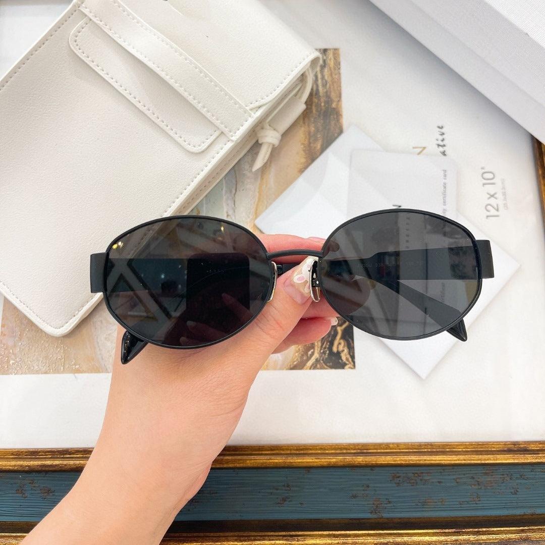 CL new Arc de Triomphe fashion sunglasses for women, 40235, influencer style, metal oval frame Zeiss lens sunglasses