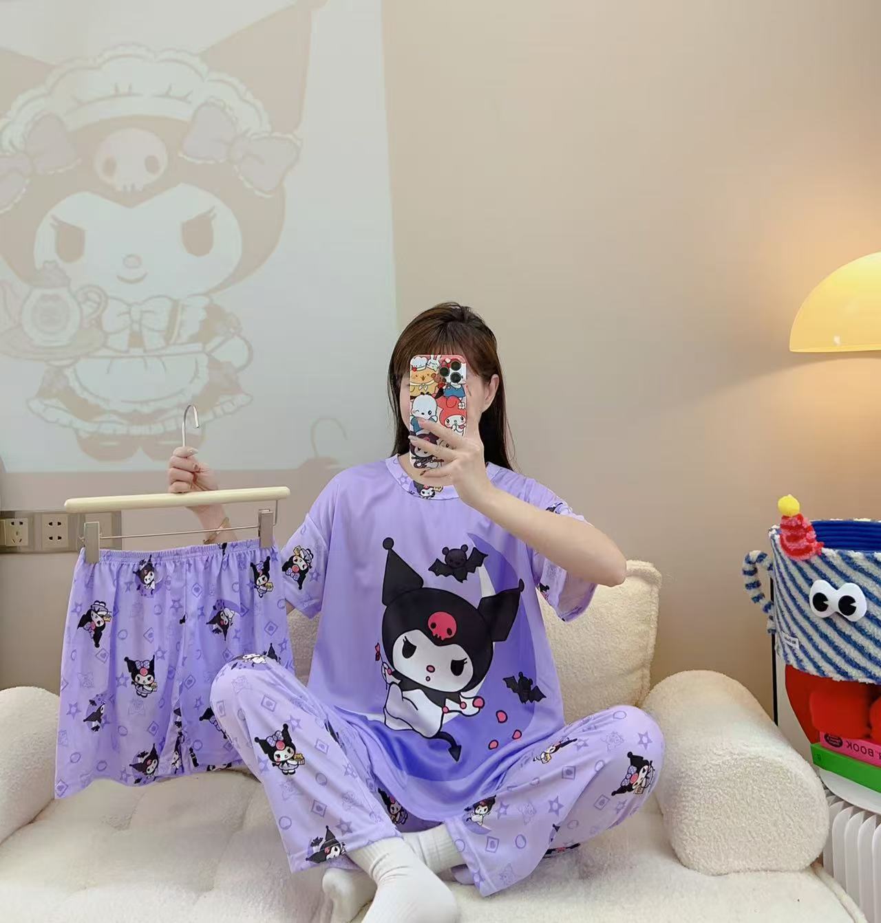 Women’s Double-Sided Milk Silk Cartoon Pajama Set (3-Piece)