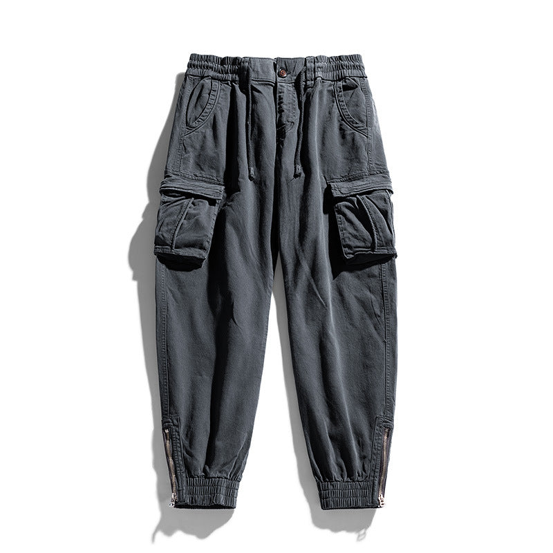 Men’s Japanese-Style Washed Cotton Cargo Pants