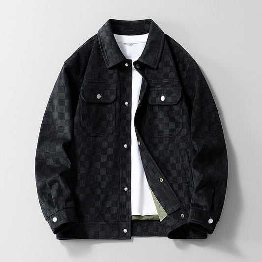 Men’s Plaid Lapel Casual Jacket