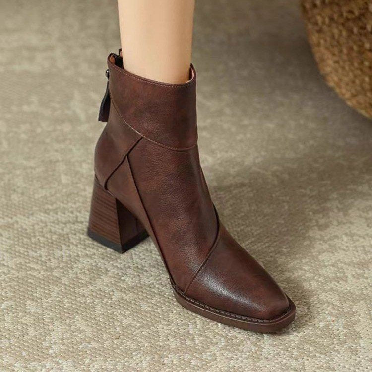 Women’s British Style Chunky Heel Martin Boots