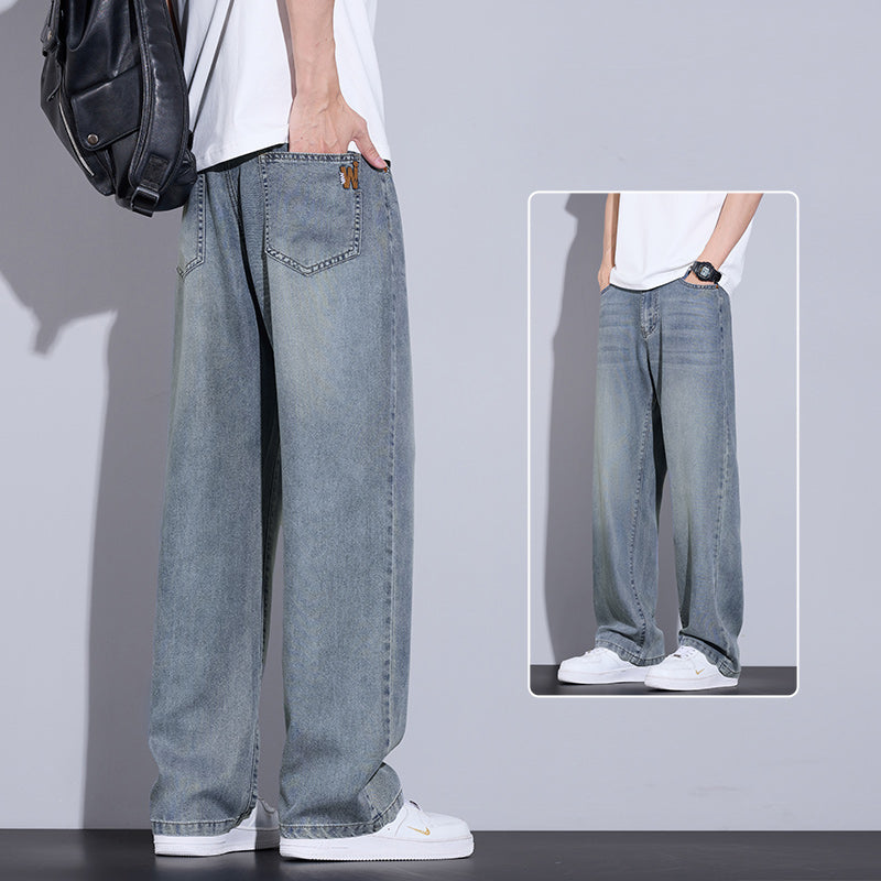 Men’s Tencel Ice Silk Retro Wide-Leg Jeans