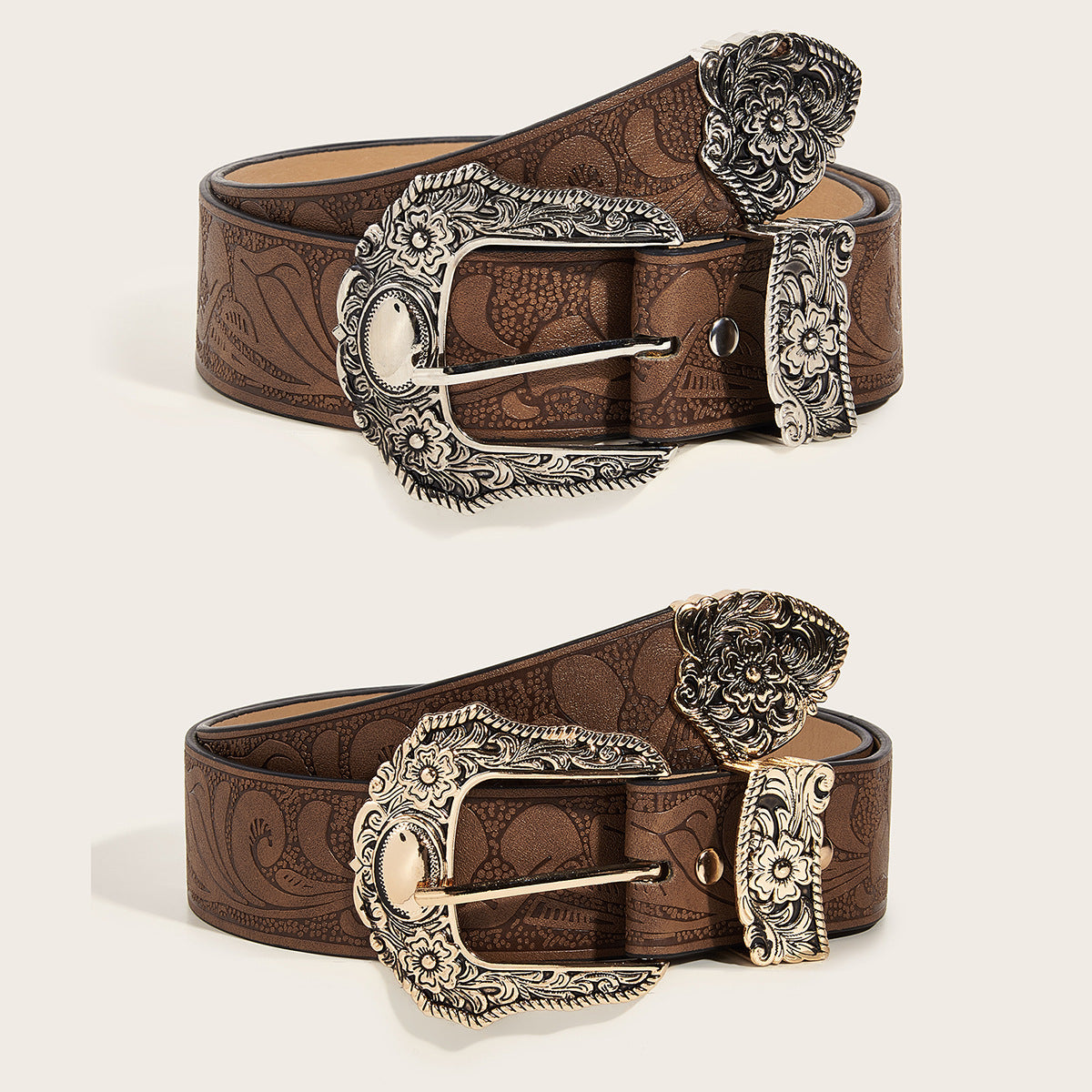 Vintage Printed Buckle Waist Belt