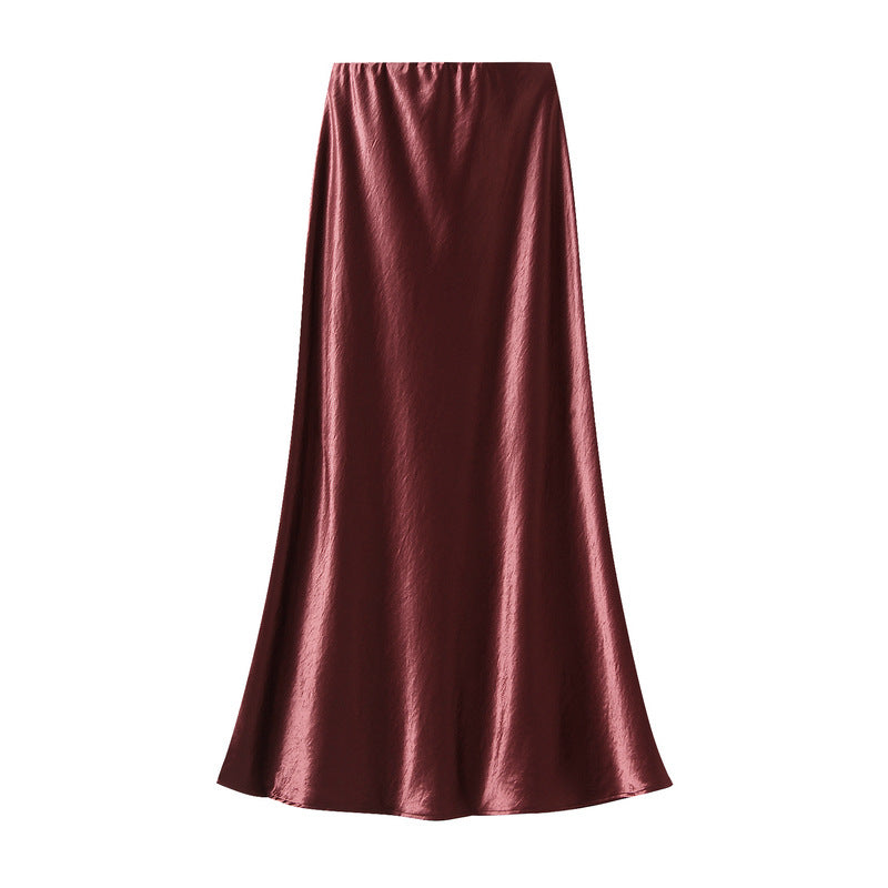 Women’s Pleated Satin Fishtail Maxi Skirt