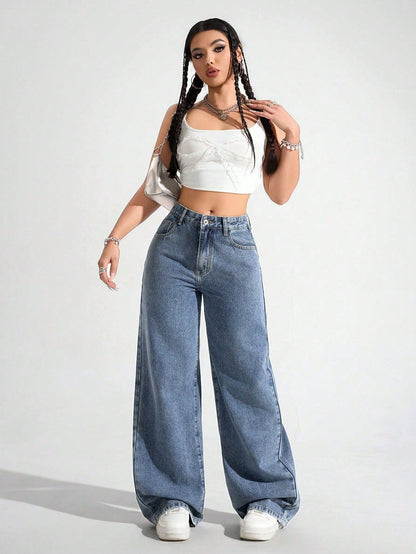 Women’s High-Waisted Black Wide-Leg Jeans