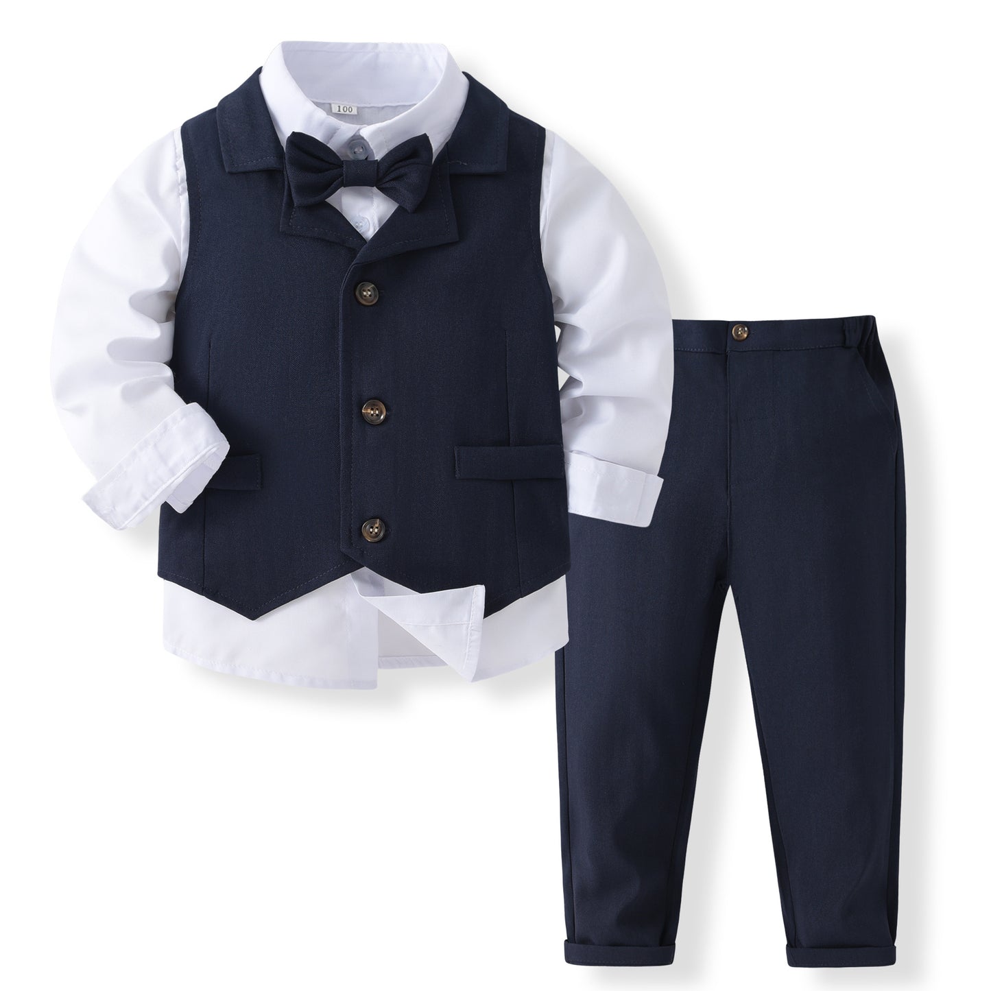 Boys’ Spring & Autumn Shirt Vest Pants Set
