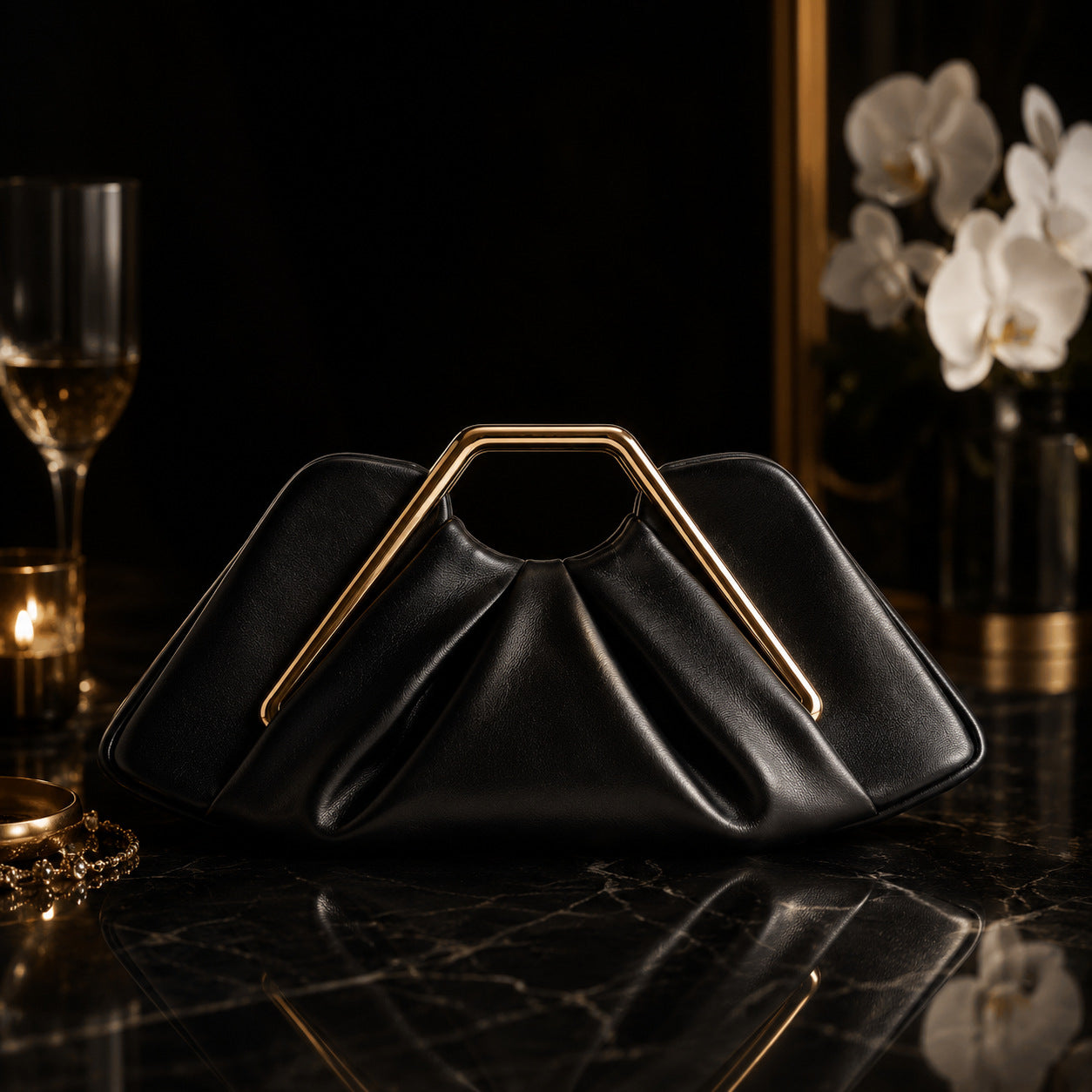 Women’s Soft Leather Pleated Cloud Bag