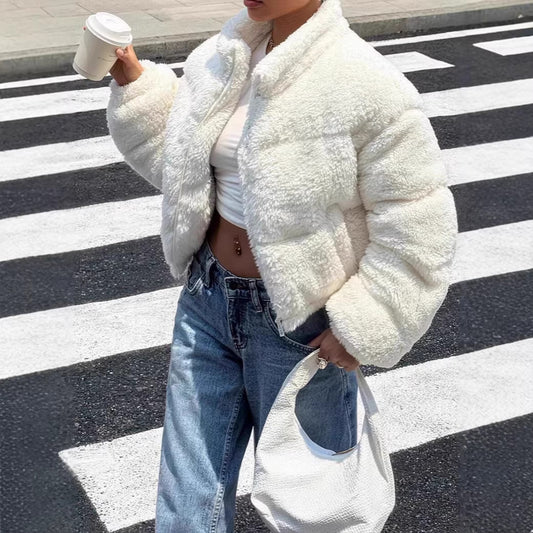 Women’s Furry Stand Collar Winter Jacket