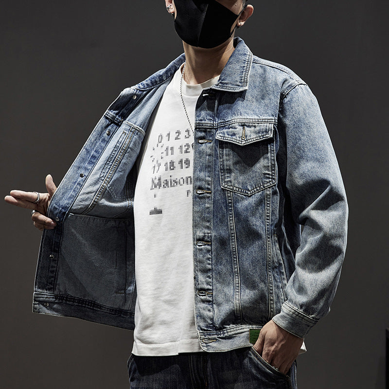 Men’s Plus Size Heavyweight Retro Denim Jacket