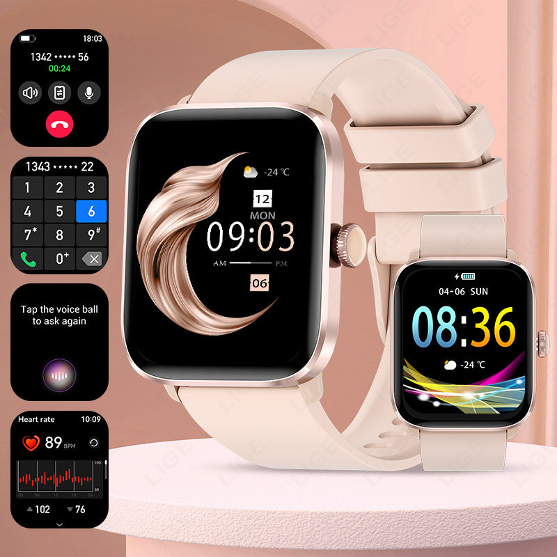 Men’s Multifunctional Square Smartwatch with Bluetooth